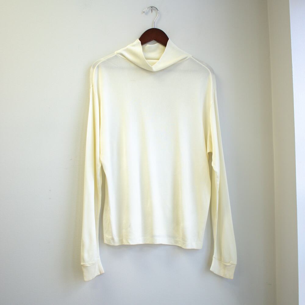 Vintage Cream Tall Mock Neck Long Sleeve Top Size Large